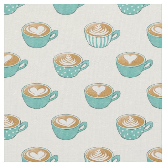 Tissu Latte Art dans de mignons cafés bleus (Fermer)
