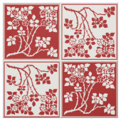 Tissu Le blanc rouge de fleur sauvage a couvert de (Échantillon)