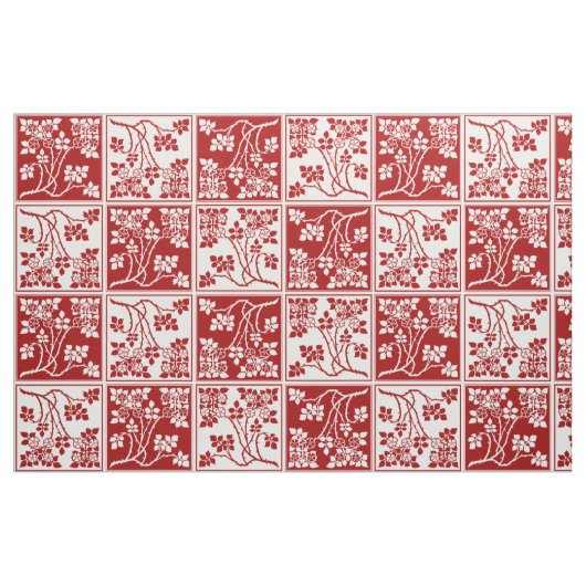 Tissu Le blanc rouge de fleur sauvage a couvert de (Fat Quarter)