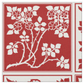 Tissu Le blanc rouge de fleur sauvage a couvert de (Fermer)