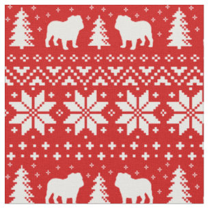 Tissu Le bouledogue silhouette le motif de chandail de