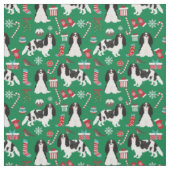 Tissu Le Cavalier roi Charles Espagnol vert de Noël (Échantillon)