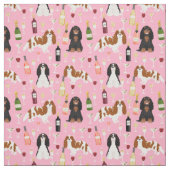 Tissu Le Cavalier roi Charles Spaniel rose (Échantillon)