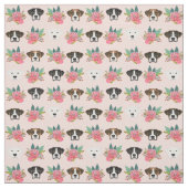Tissu le chien de boxe face aux fleurs rose pastel (Échantillon)