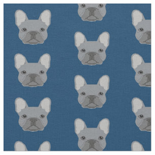 Tissu Le chien de taureau gris face au bleu de la marine