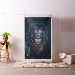 Tissu Le coeur du lion et la force féminine