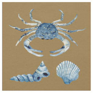 Tissu Le crabe bleu d'aquarelle écosse moderne