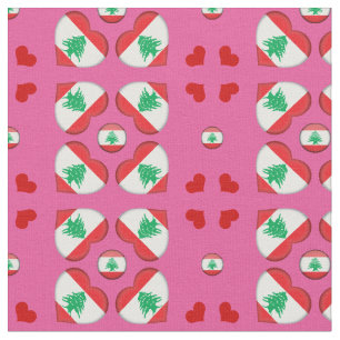 Tissu Le drapeau libanais et les coeurs libanais sont en