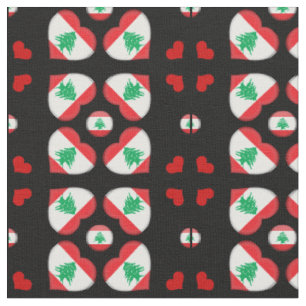 Tissu Le drapeau libanais et les coeurs libanais sont en