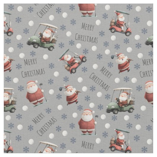 Tissu Le golf Père Noël sur Grey (Fermer)