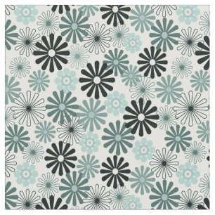 Tissu Le gris d'Aqua fleurit le style 1960 de x