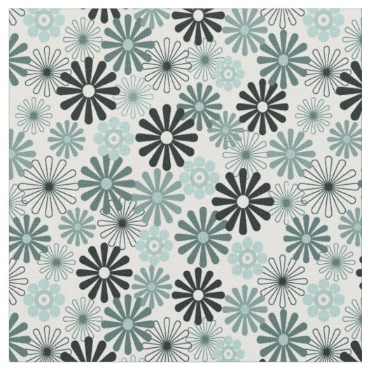 Tissu Le gris d'Aqua fleurit le style 1960 de x (Fermer)