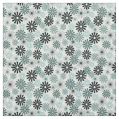 Tissu Le gris d'Aqua fleurit le style 1960 de x (Échantillon)