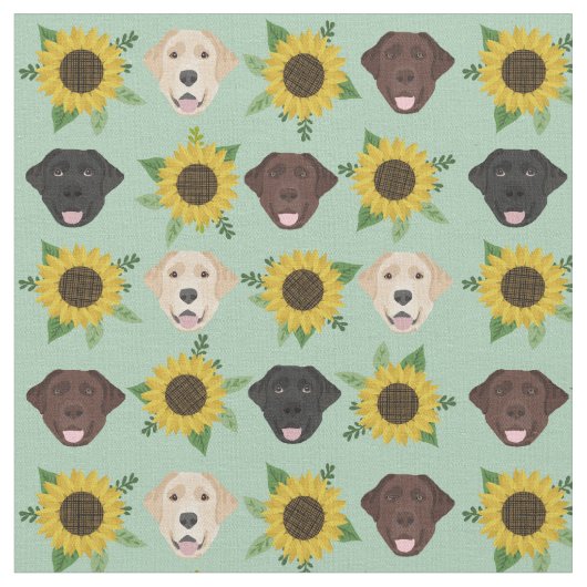 Tissu Le Labrador face à la menthe des tournesols (Fermer)