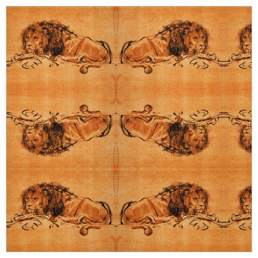 Tissu LE LION DU CAP, Jaune orange (Échantillon)