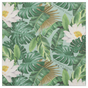 Tissu Le Motif blanc Lotus Tropical Canopy