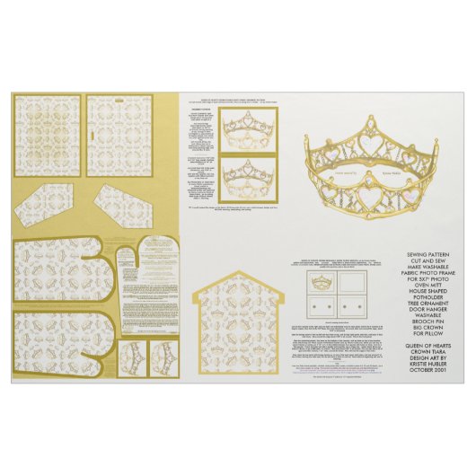 Tissu le motif de couture de couronne de diadème ouvre (Yard)