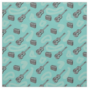 Tissu Le motif de radio de guitare de musique