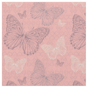 Tissu Le papillon rose