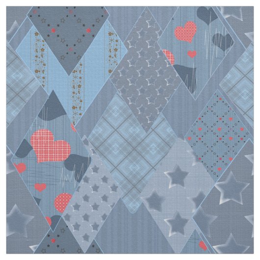 Tissu Le patchwork bleu vif (Échantillon)