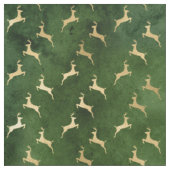 Tissu Le renne de Noël d'or sur le vert (Échantillon)