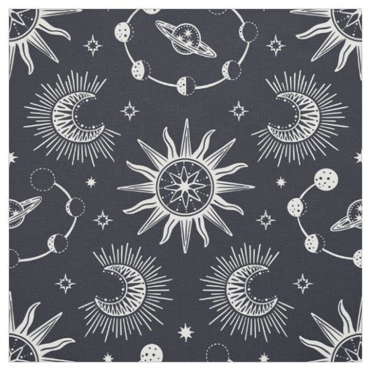 Tissu Le rêve céleste noir et blanc (Échantillon)