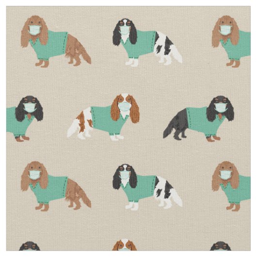Tissu Le roi Cavalier Charles Spaniel dans les maquillag (Fermer)