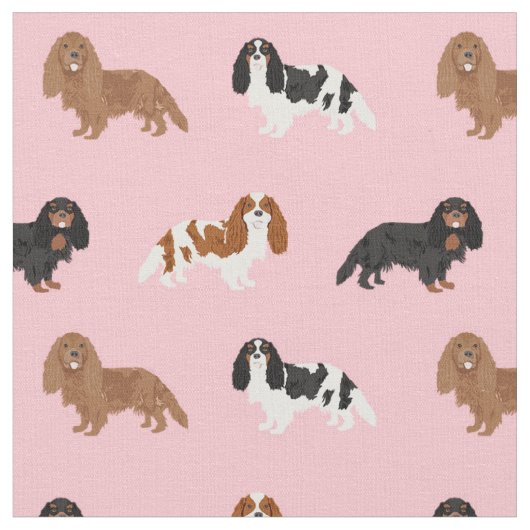 Tissu Le roi Cavalier Charles Spaniel rose (Fermer)