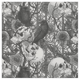 Tissu Le secret de Raven. Illustration gothique sombre e