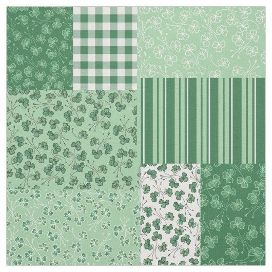Tissu Le shamrock vert et blanc modèle le patchwork de (Échantillon)