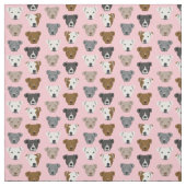 Tissu Le visage de Pitbull est rose motif (Échantillon)