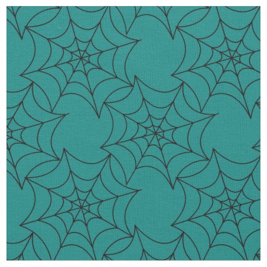 Tissu Le web de Black Spider sur le Turquoise (Fermer)