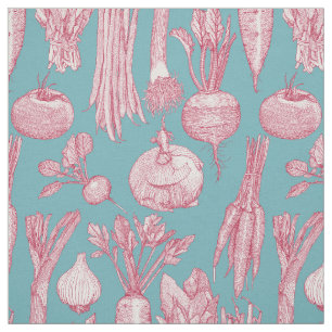 Tissu légumes de marché de fermier viva magenta turquois