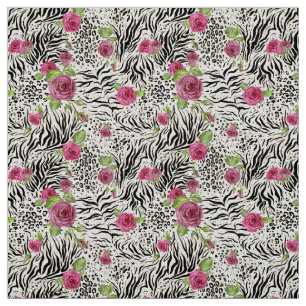 Tissu Leopard Zebra et Motif Rose