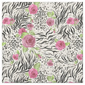 Tissu Leopard Zebra et Motif Rose (Détail)