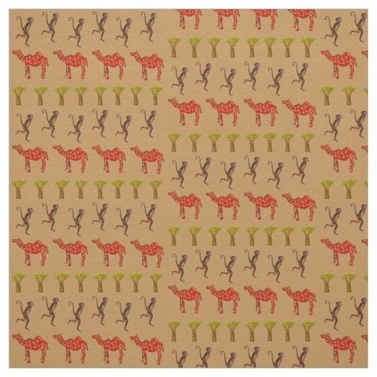Tissu Les animaux africains mignons Illustration Fabric (Échantillon)