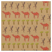 Tissu Les animaux africains mignons Illustration Fabric (Détail)