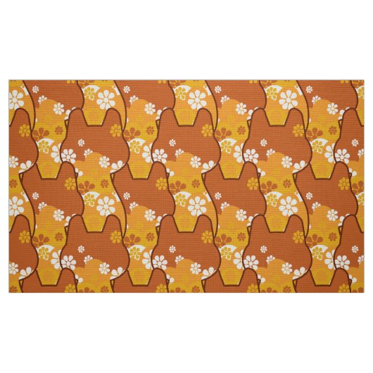 tissu les années 70 rétro mod chic - Chat kitten (Fat Quarter)