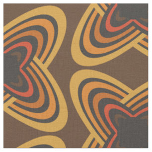 Tissu les années 70 Rétro Super Gold Brown Spirales