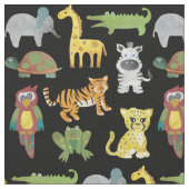 Tissu Les bébés de la jungle sur le arrière - plan noir (Fermer)