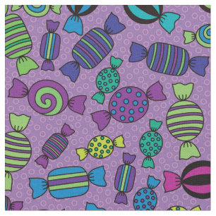 Tissu Les bonbons d'Halloween en Motif violet