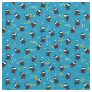 Tissu Les chats de Ninja avec Star Power en bleu