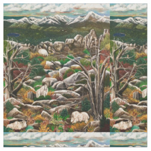 Tissu Les chèvres blanches du Mont Irlande