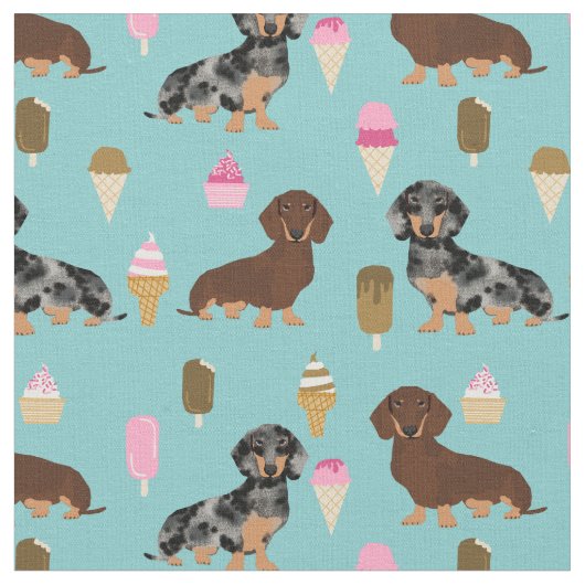 Tissu Les chiens de Dachshund aiment la glace (Fermer)