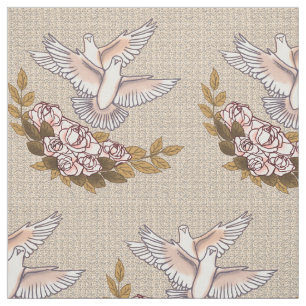 Tissu Les colombes et les Roses