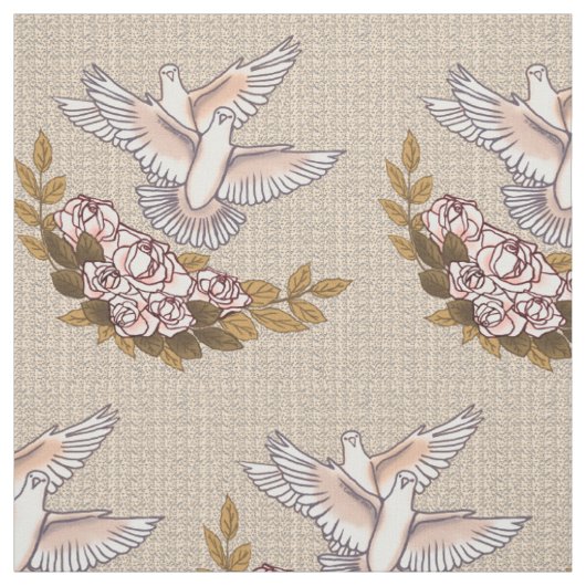 Tissu Les colombes et les Roses (Échantillon)