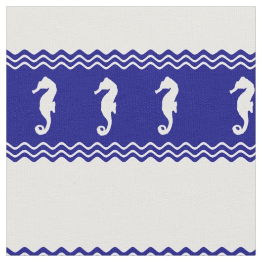 Tissu Les côtes Blancs Océan Bleu Les hippocampes (Fermer)