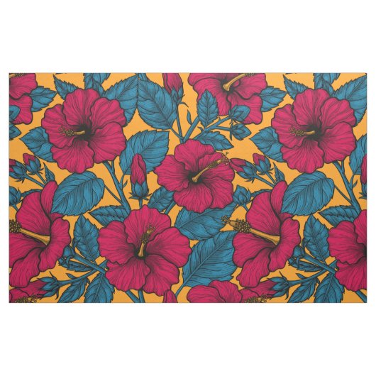 Tissu Les fleurs d'Hibiscus (Fat Quarter)