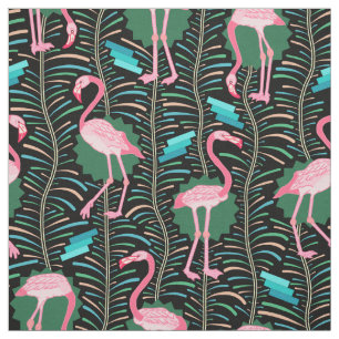 Tissu Les fougères des oiseaux 20s Deco de Flamant rose
