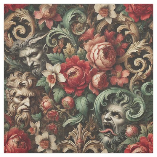 Tissu Les Frères verts - Carreau de déclaration gothique (Échantillon)